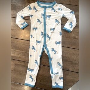 Kyte Baby Bamboo Blue Stallion Bodysuit. Size 12-18mos Like New. Unisex.